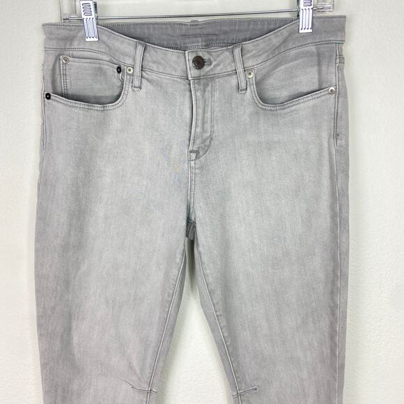 Helmut Lang Moto Cropped Skinny Jeans Size 30 Fog Wash Light Gray Ankle Zippers - Picture 10 of 10